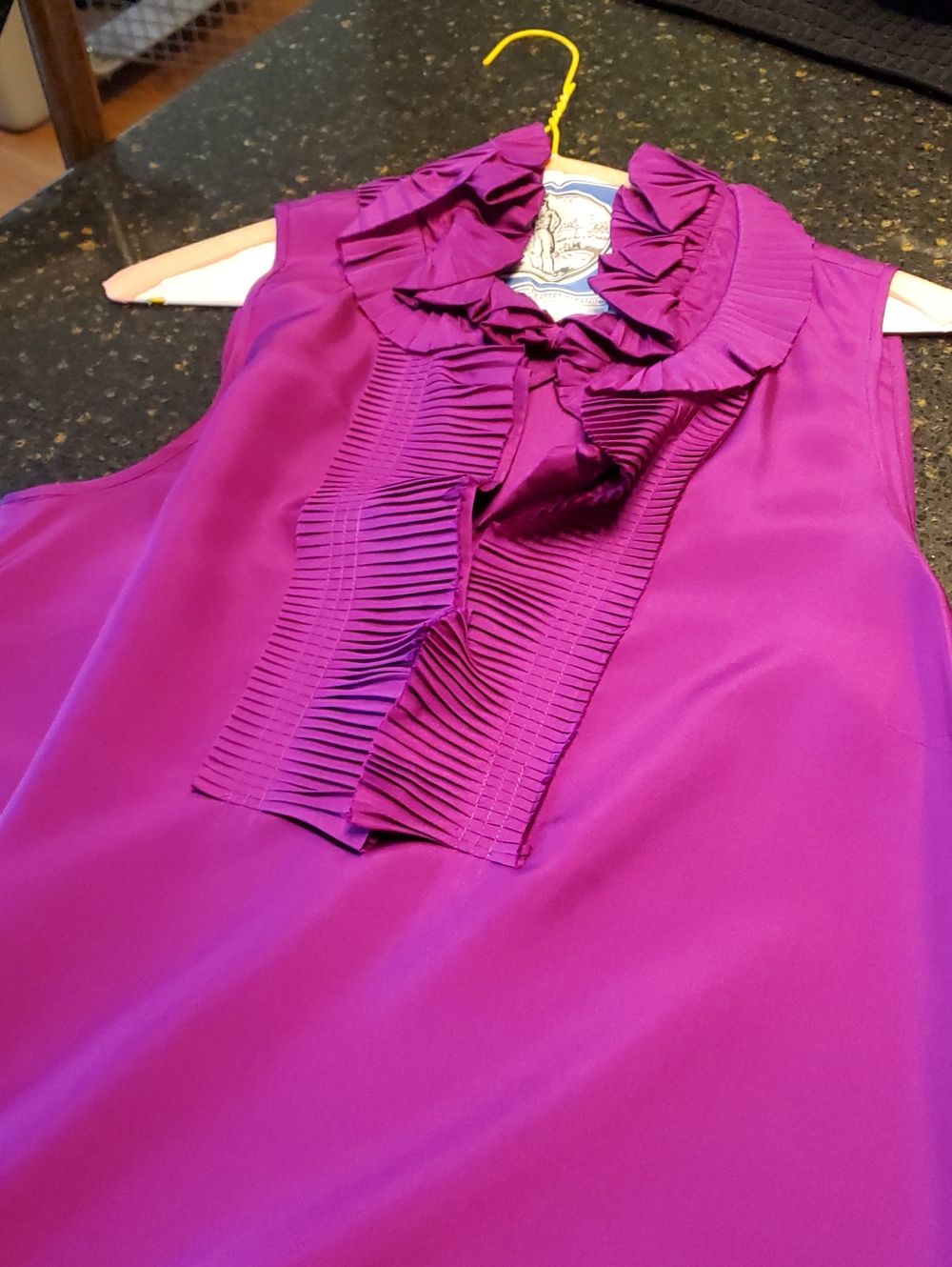 J. Crew Women's Magenta Ruffled Sleeveless Top